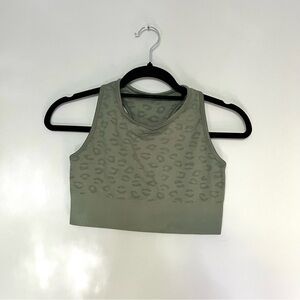 Z by Zella Olive Army Green Animal Print Sports Bra Workout Athleisure Size M